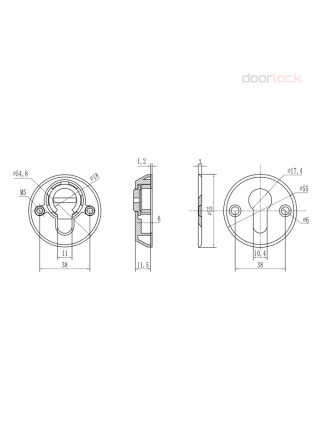 Броненакладка на цилиндровый механизм DOORLOCK DEF5512, декоративная, матовый никель