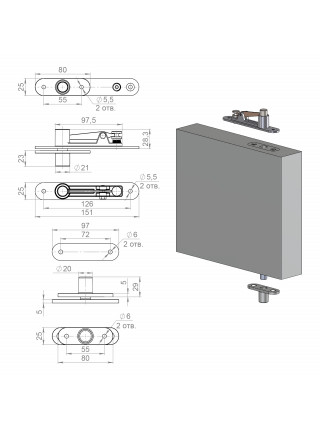 Комплект Armadillo (Армадилло) для маятниковых дверей Pivot.100