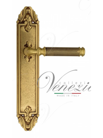 Ручка дверная на планке проходная Venezia Mosca PL90 французское золото + коричневый