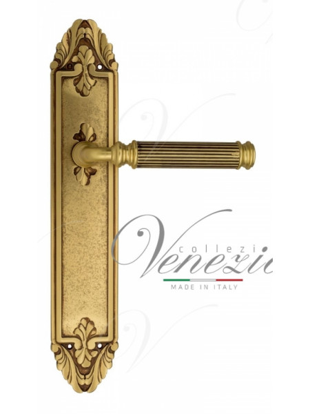 Ручка дверная на планке проходная Venezia Mosca PL90 французское золото + коричневый