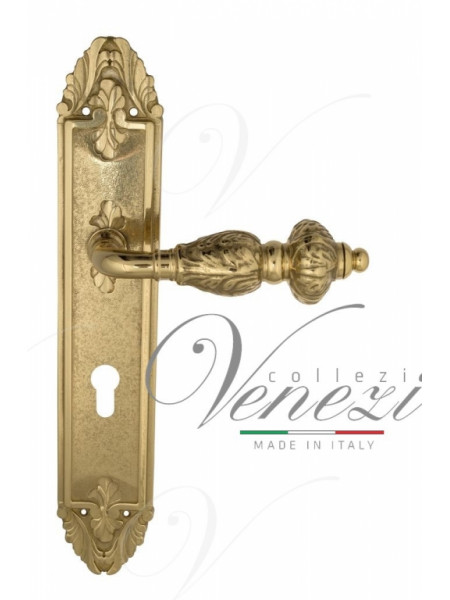 Ручка дверная на планке под цилиндр Venezia Lucrecia CYL PL90 полированная латунь