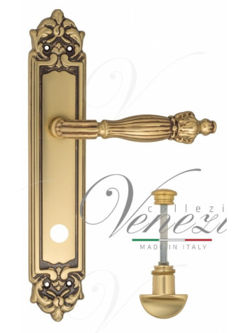Ручка дверная на планке с фиксатором Venezia Olimpo WC-2 PL96 французское золото + коричневый