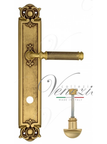 Ручка дверная на планке с фиксатором Venezia Mosca WC-2 PL97 французское золото + коричневый