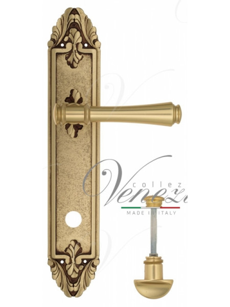 Ручка дверная на планке с фиксатором Venezia Callisto WC-2 PL90 французское золото + коричневый