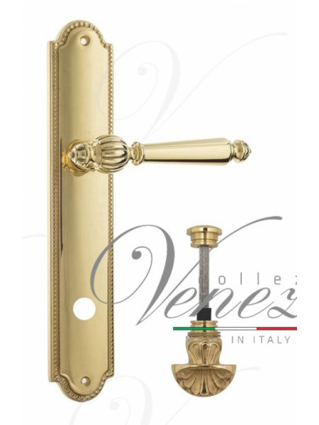 Ручка дверная на планке с фиксатором Venezia Pellestrina WC-4 PL98 полированная латунь