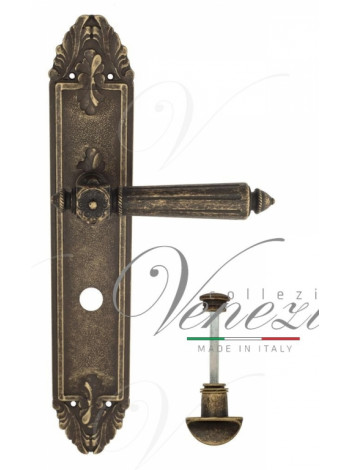 Ручка дверная на планке с фиксатором Venezia Castello WC-2 PL90 античная бронза
