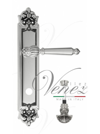 Ручка дверная на планке с фиксатором Venezia Pellestrina WC-4 PL96 натуральное серебро + черный