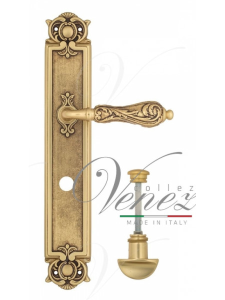Ручка дверная на планке с фиксатором Venezia Monte Cristo WC-2 PL97 французское золото + коричневый