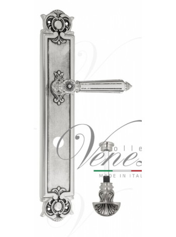Ручка дверная на планке с фиксатором Venezia Castello WC-4 PL97 натуральное серебро + черный