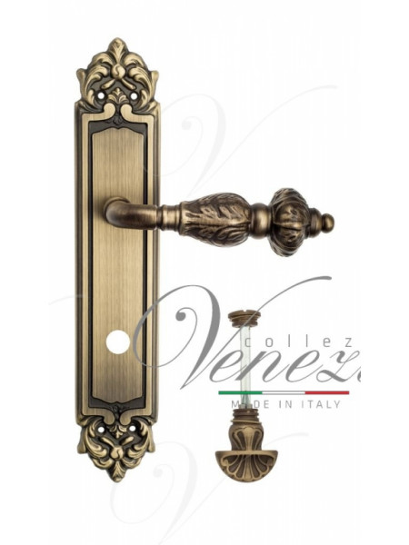 Ручка дверная на планке с фиксатором Venezia Lucrecia WC-4 PL96 матовая бронза