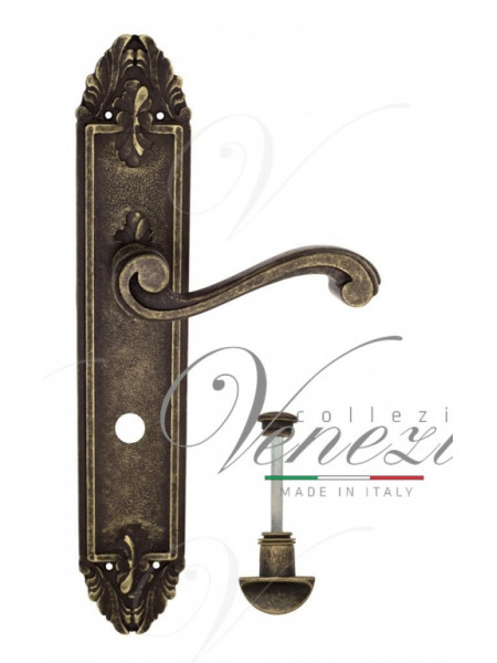Ручка дверная на планке с фиксатором Venezia Vivaldi WC-2 PL90 античная бронза