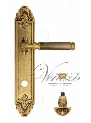 Ручка дверная на планке с фиксатором Venezia Mosca WC-4 PL90 французское золото + коричневый