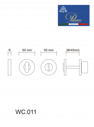 Ручка поворотная Portuno WC.011 PVD Полированное золото WC.011.06 (WC фиксатор)