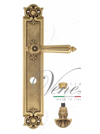 Ручка дверная на планке с фиксатором Venezia Castello WC-4 PL97 французское золото + коричневый