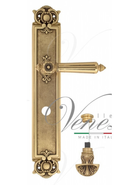 Ручка дверная на планке с фиксатором Venezia Castello WC-4 PL97 французское золото + коричневый