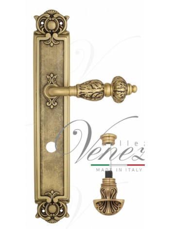 Ручка дверная на планке с фиксатором Venezia Lucrecia WC-4 PL97 французское золото + коричневый