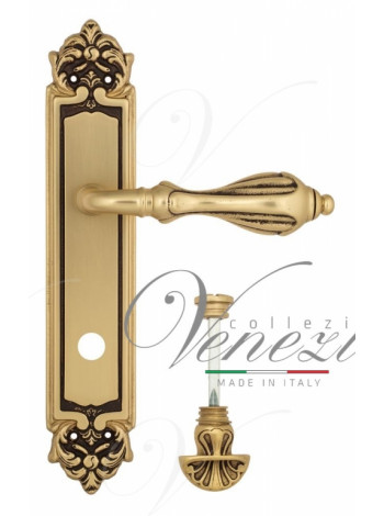 Ручка дверная на планке с фиксатором Venezia Anafesto WC-4 PL96 французское золото + коричневый