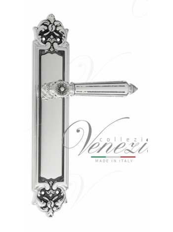 Ручка дверная на планке проходная Venezia Castello PL96 натуральное серебро + черный