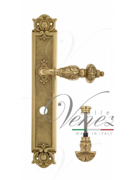Ручка дверная на планке с фиксатором Venezia Lucrecia WC-4 PL97 полированная латунь