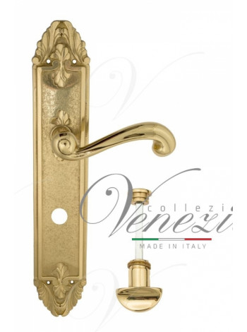 Ручка дверная на планке с фиксатором Venezia Carnevale WC-2 PL90 полированная латунь