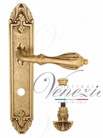 Ручка дверная на планке с фиксатором Venezia Anafesto WC-4 PL90 французское золото + коричневый