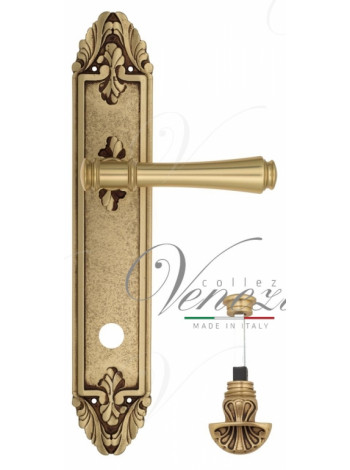 Ручка дверная на планке с фиксатором Venezia Callisto WC-4 PL90 французское золото + коричневый