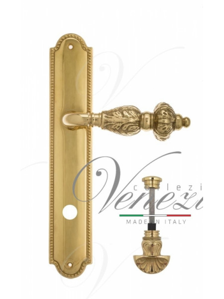 Ручка дверная на планке с фиксатором Venezia Lucrecia WC-4 PL98 полированная латунь