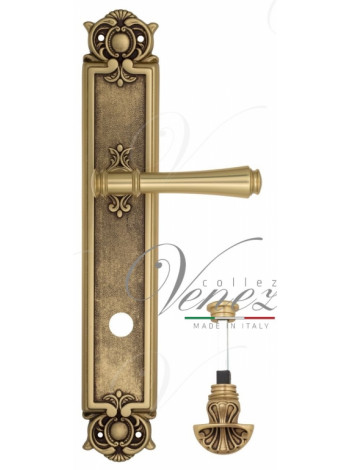 Ручка дверная на планке с фиксатором Venezia Callisto WC-4 PL97 французское золото + коричневый