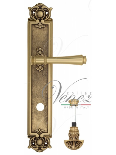 Ручка дверная на планке с фиксатором Venezia Callisto WC-4 PL97 французское золото + коричневый
