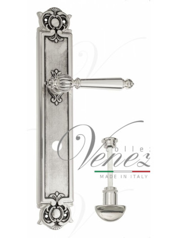Ручка дверная на планке проходная Venezia Pellestrina WC-2 PL97 натуральное серебро + черный