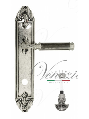 Ручка дверная на планке с фиксатором Venezia Mosca WC-4 PL90 натуральное серебро + черный