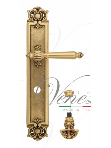 Ручка дверная на планке с фиксатором Venezia Pellestrina WC-4 PL97 французское золото + коричневый