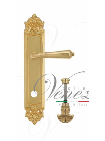 Ручка дверная на планке с фиксатором Venezia Vignole WC-4 PL96 полированная латунь