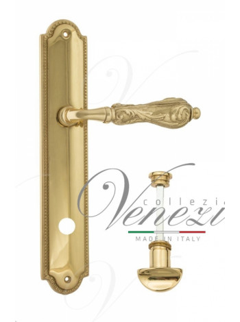 Ручка дверная на планке с фиксатором Venezia Monte Cristo WC-2 PL98 полированная латунь