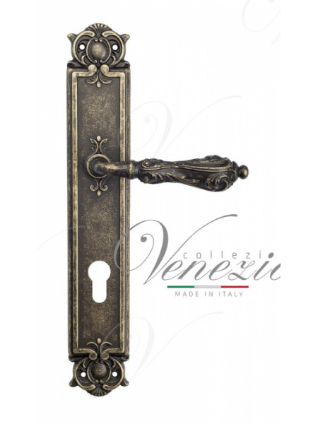 Ручка дверная на планке под цилиндр Venezia Monte Cristo CYL PL97 античная бронза