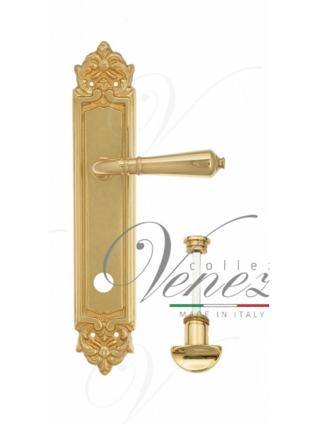 Ручка дверная на планке с фиксатором Venezia Vignole WC-2 PL96 полированная латунь