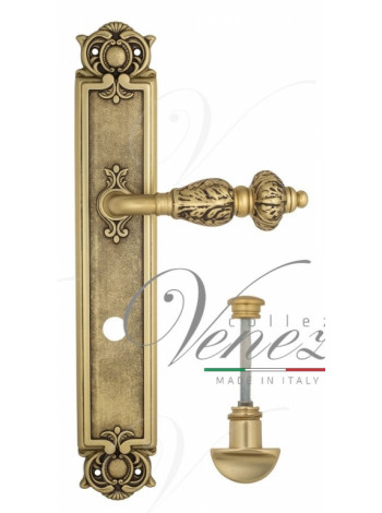 Ручка дверная на планке с фиксатором Venezia Lucrecia WC-2 PL97 французское золото + коричневый