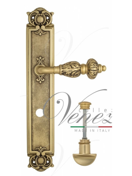 Ручка дверная на планке с фиксатором Venezia Lucrecia WC-2 PL97 французское золото + коричневый