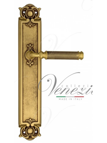 Ручка дверная на планке проходная Venezia Mosca PL97 французское золото + коричневый
