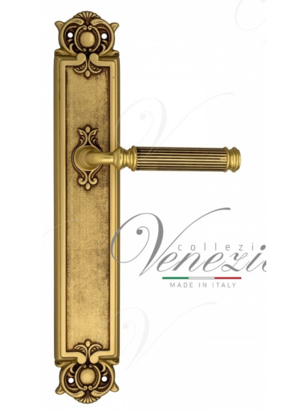 Ручка дверная на планке проходная Venezia Mosca PL97 французское золото + коричневый