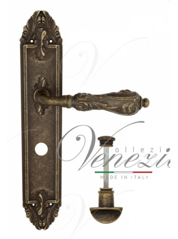 Ручка дверная на планке с фиксатором Venezia Monte Cristo WC-2 PL90 античная бронза