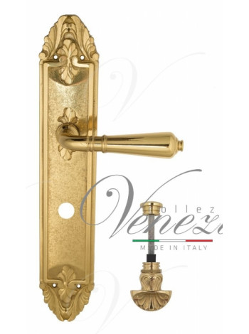 Ручка дверная на планке с фиксатором Venezia Vignole WC-4 PL90 полированная латунь
