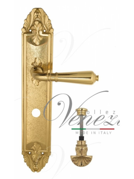 Ручка дверная на планке с фиксатором Venezia Vignole WC-4 PL90 полированная латунь