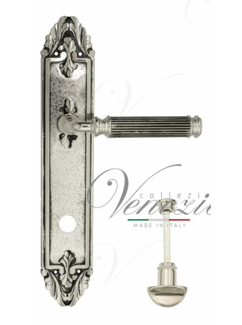 Ручка дверная на планке с фиксатором Venezia Mosca WC-2 PL90 натуральное серебро + черный