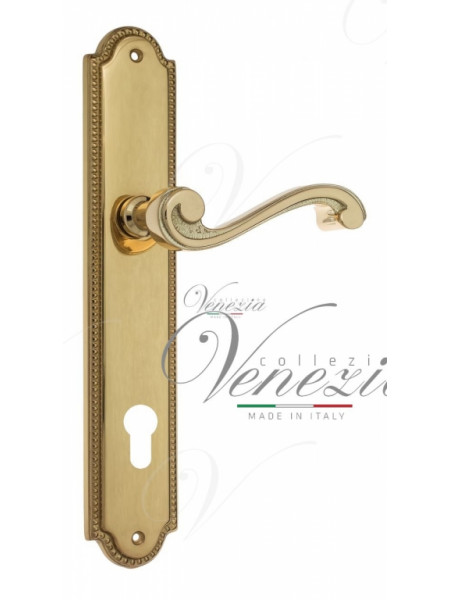 Ручка дверная на планке под цилиндр Venezia Vivaldi CYL PL98 полированная латунь