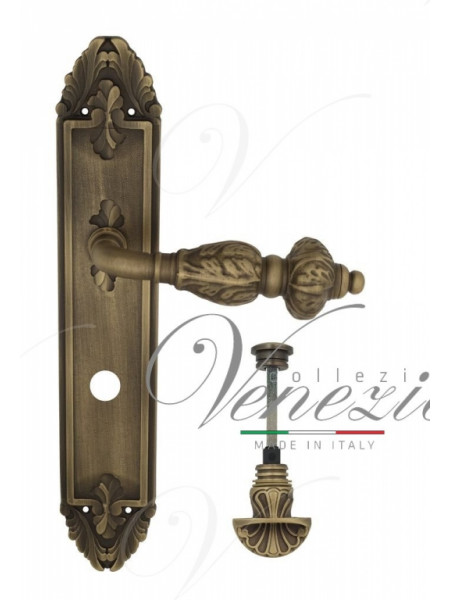 Ручка дверная на планке с фиксатором Venezia Lucrecia WC-4 PL90 матовая бронза