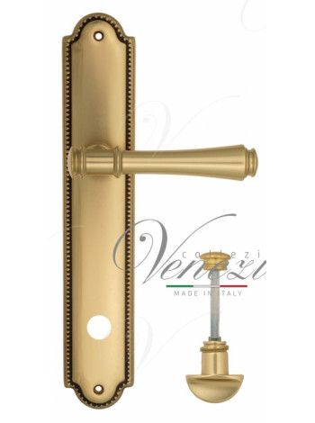 Ручка дверная на планке с фиксатором Venezia Callisto WC-2 PL98 французское золото + коричневый