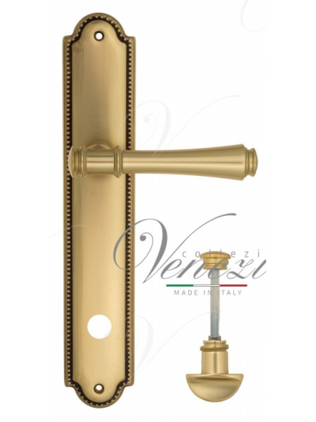 Ручка дверная на планке с фиксатором Venezia Callisto WC-2 PL98 французское золото + коричневый