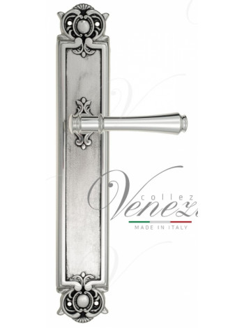 Ручка дверная на планке проходная Venezia Callisto PL97 натуральное серебро + черный