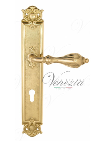 Ручка дверная на планке под цилиндр Venezia Anafesto CYL PL97 полированная латунь